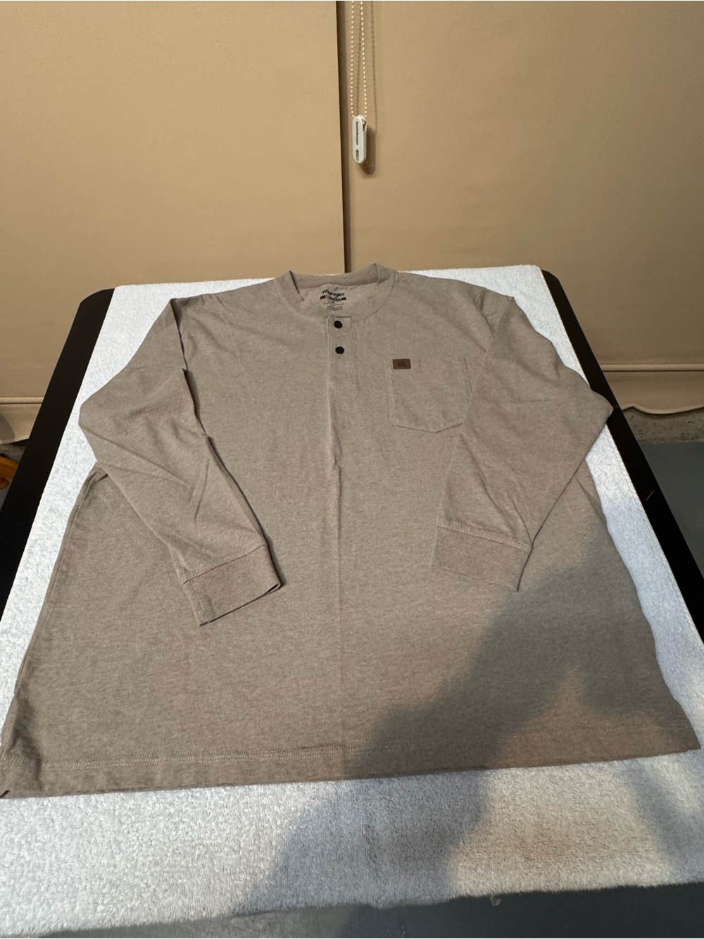 Men's Wrangler Riggs Workwear Long Sleeve Henley Shirt in Taupe